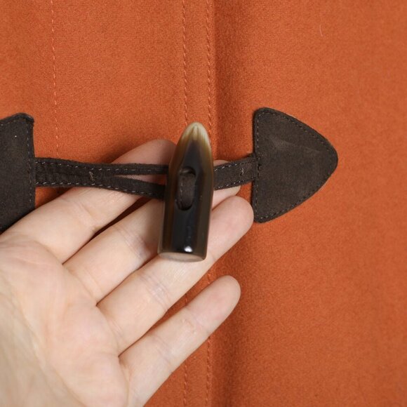 Gap Wool Blend Duffle Coat Winter Fall Peacoat Jacket Orange Brown Zipper Toggle - Picture 11 of 13